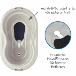 4-tlg. Badeset / Badestation Tilo - inkl. Badewanne + Wannenständer + Badeliege + Ablaufschlauch - Cappuccino