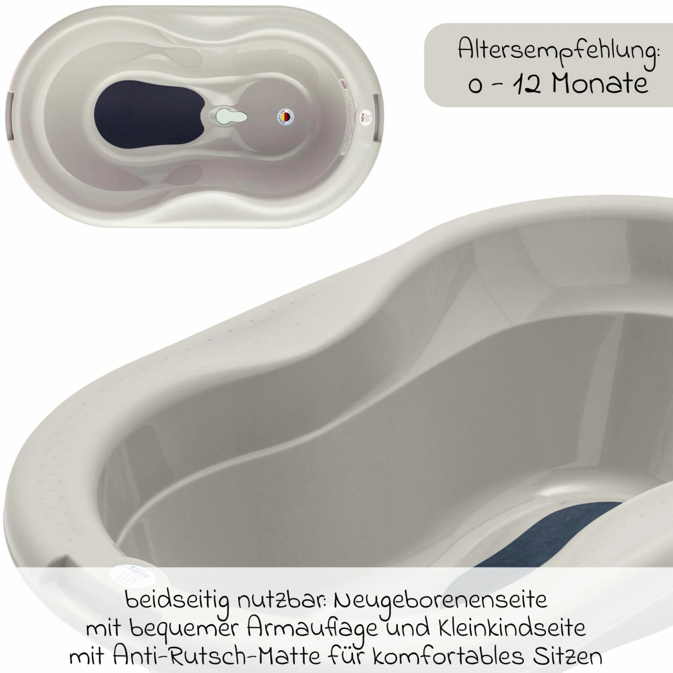 4-tlg. Badeset / Badestation Tilo - inkl. Badewanne + Wannenständer + Badeliege + Ablaufschlauch - Cappuccino