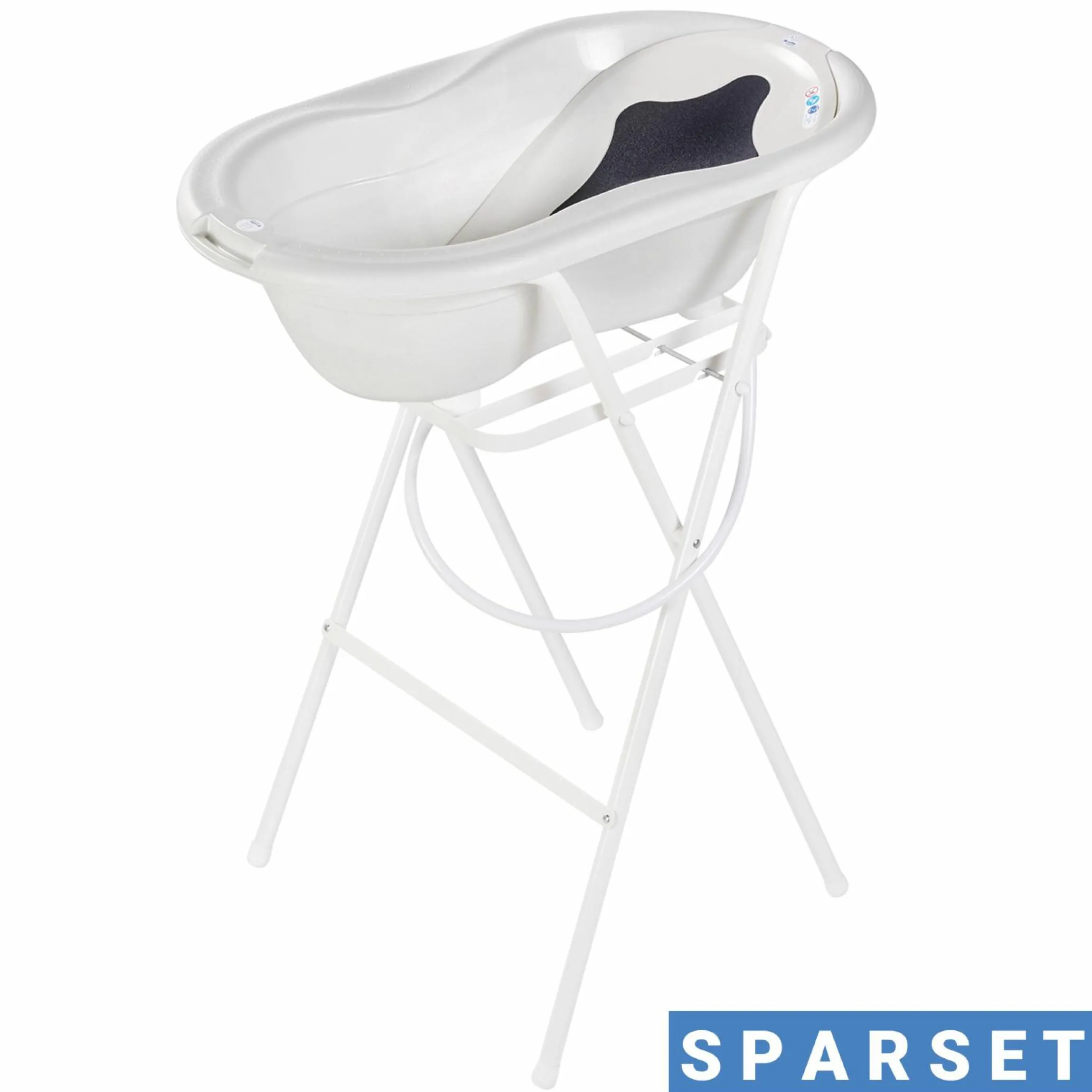 4-tlg. Badeset / Badestation Tilo - inkl. Badewanne + Wannenständer + Badeliege + Ablaufschlauch - Mistletoe White