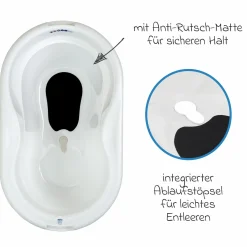 4-tlg. Badeset / Badestation Tilo - inkl. Badewanne + Wannenständer + Badeliege + Ablaufschlauch - Mistletoe White