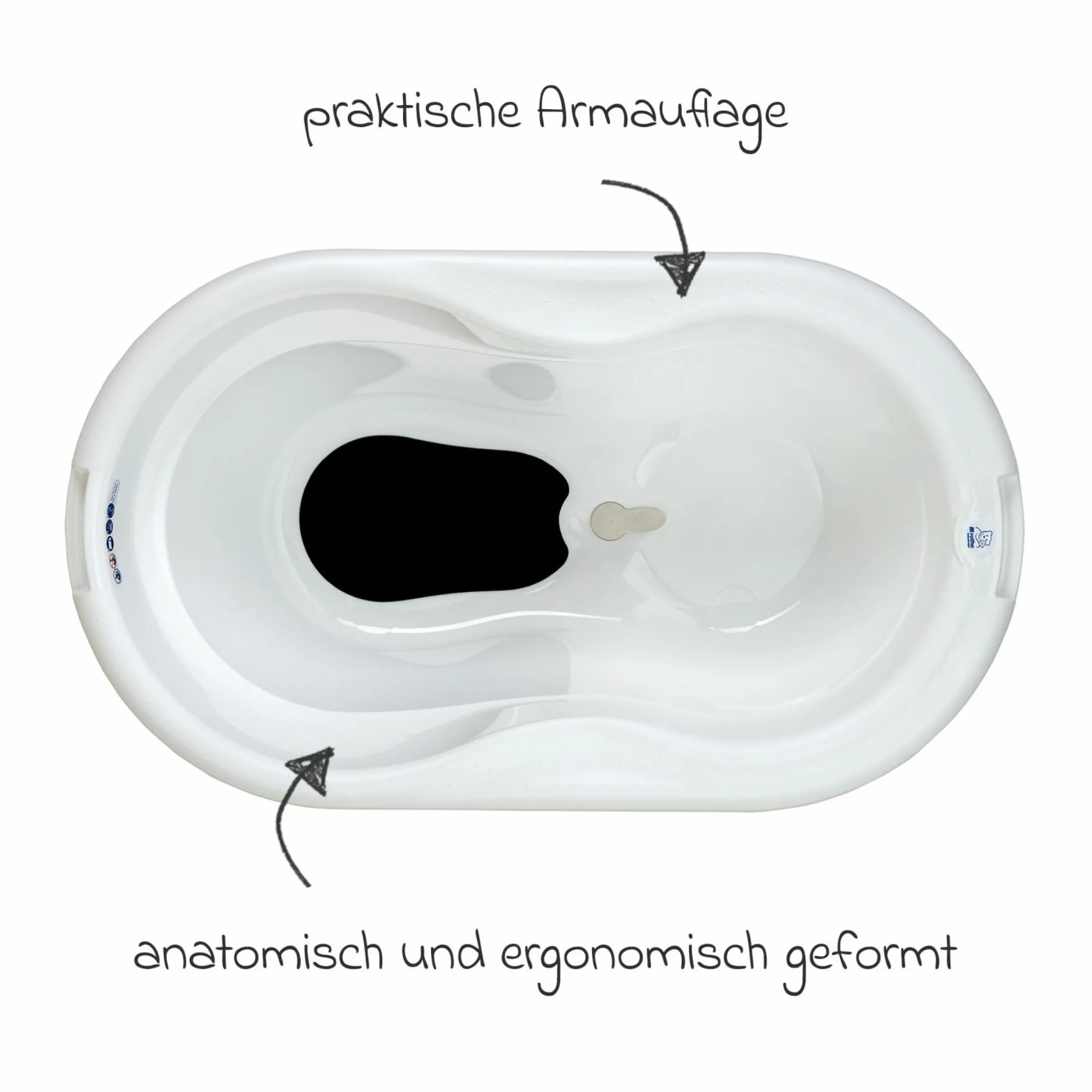 4-tlg. Badeset / Badestation Tilo - inkl. Badewanne + Wannenständer + Badeliege + Ablaufschlauch - Mistletoe White