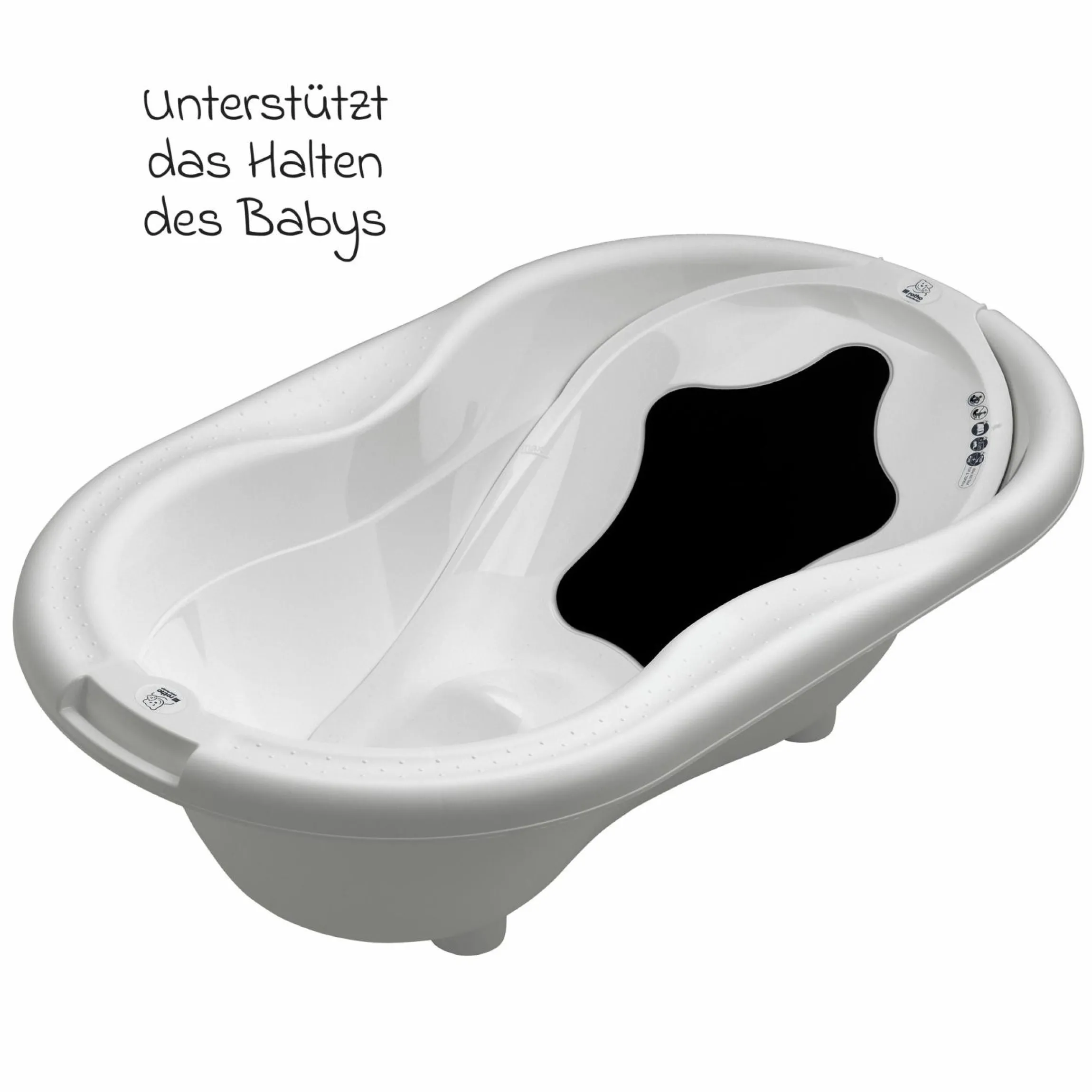 4-tlg. Badeset / Badestation Tilo - inkl. Badewanne + Wannenständer + Badeliege + Ablaufschlauch - Mistletoe White