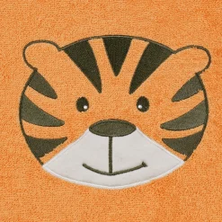 2-tlg. Bade-Set Kapuzenbadetuch inkl. Waschhandschuh 80 x 80 cm - Stickerei Tiger - Orange