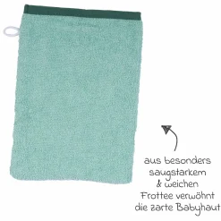 2-tlg. Bade-Set Kapuzenbadetuch inkl. Waschhandschuh 80 x 80 cm - Stickerei Ente - Mint