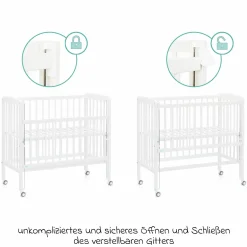 10-tlg. Beistellbett-Komplett-Set Nino inkl. Matratze, Bettwäsche, Spannbetttücher, Nestchen, Steppbett & Schmusetuch Cube Grey - Weiß - Kollektion 2024