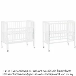 10-tlg. Beistellbett-Komplett-Set Nino inkl. Matratze Nino, Bettwäsche, Spannbetttücher, Steppbett, Nestchen & Ring-Greifling - Weiß