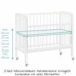 10-tlg. Beistellbett-Komplett-Set Nino inkl. Matratze Nino, Bettwäsche, Spannbetttücher, Steppbett, Nestchen & Ring-Greifling - Weiß