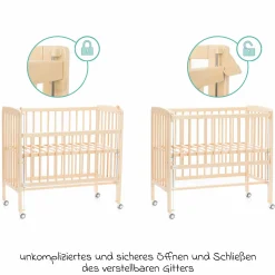 10-tlg. Beistellbett-Komplett-Set Nino inkl. Matratze, Bettwäsche, Spannbetttücher, Nestchen, Steppbett & Schmusetuch - Kangaroo Weiß - Natur - Kollektion 2024