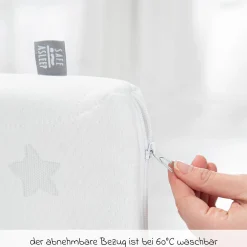 8-tlg. Beistellbett-Komplett-Set mit Canvas-Barriere, Matratze 90 x 45 cm, Spannbetttuch, Steppbett, Bettwäsche, Schmusetuch & Spieluhr 47 x 99,5 cm - Weiß