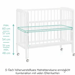 10-tlg. Beistellbett-Komplett-Set Nino inkl. Matratze, Bettwäsche, Spannbetttücher, Nestchen, Steppbett & Schmusetuch Kangaroo Weiß - Weiß - Kollektion 2024