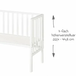 6-tlg. Beistellbett-Komplett-Set mit Canvas-Barriere, Matratze 90 x 45 cm, Spannbetttuch, 2-tlg-Schlafsack, Schmusetuch & Spieluhr 47 x 99,5 cm - Weiß