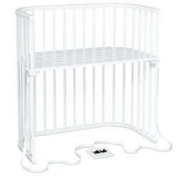 5-tlg.- Beistellbett-Set Boxspring mit Matratze Classic Fresh, Nestchen Sterne Weiß Perlgrau, Spannbetttuch Deluxe Weiß & Verschlussgitter - Weiß - Kollektion 2024