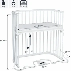 5-tlg.- Beistellbett-Set Boxspring mit Matratze Classic Fresh, Nestchen Sterne Weiß Perlgrau, Spannbetttuch Deluxe Weiß & Verschlussgitter - Weiß - Kollektion 2024