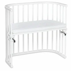 5-tlg.- Beistellbett-Set Original mit Matratze Klima Wave, Nestchen Sterne Weiß Perlgrau, Spannbetttuch Deluxe Weiß & Verschlussgitter - Weiß - Kollektion 2024