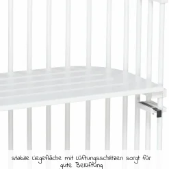 5-tlg.- Beistellbett-Set Original mit Matratze Klima Wave, Nestchen Sterne Weiß Perlgrau, Spannbetttuch Deluxe Weiß & Verschlussgitter - Weiß - Kollektion 2024