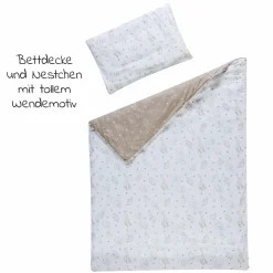 4-tlg. Bettwäsche-Set Decke 100 x 135 cm , Kissen 40 x 60 cm, Nestchen, Himmel - Origami - Beige