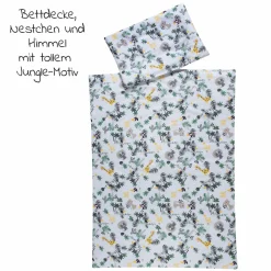 4-tlg. Bettwäsche-Set Decke 100 x 135 cm , Kissen 40 x 60 cm, Nestchen, Himmel - Jungle