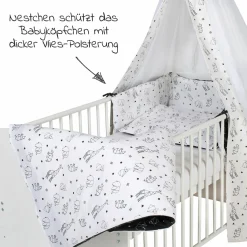 4-tlg. Bettwäsche-Set Decke 100 x 135 cm , Kissen 40 x 60 cm, Nestchen, Himmel - Origami - Black
