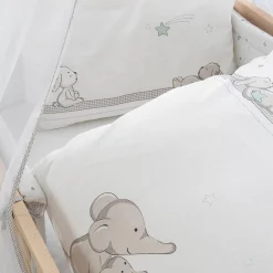 4-tlg. Bettwäsche-Set Decke 100 x 135 cm, Kissen 40 x 60 cm, Nestchen, Himmel - Sternenzauber - Weiß