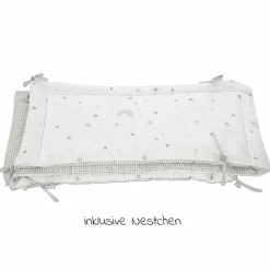 4-tlg. Bettwäsche-Set Decke 100 x 135 cm, Kissen 40 x 60 cm, Nestchen, Himmel - Sternenzauber - Weiß
