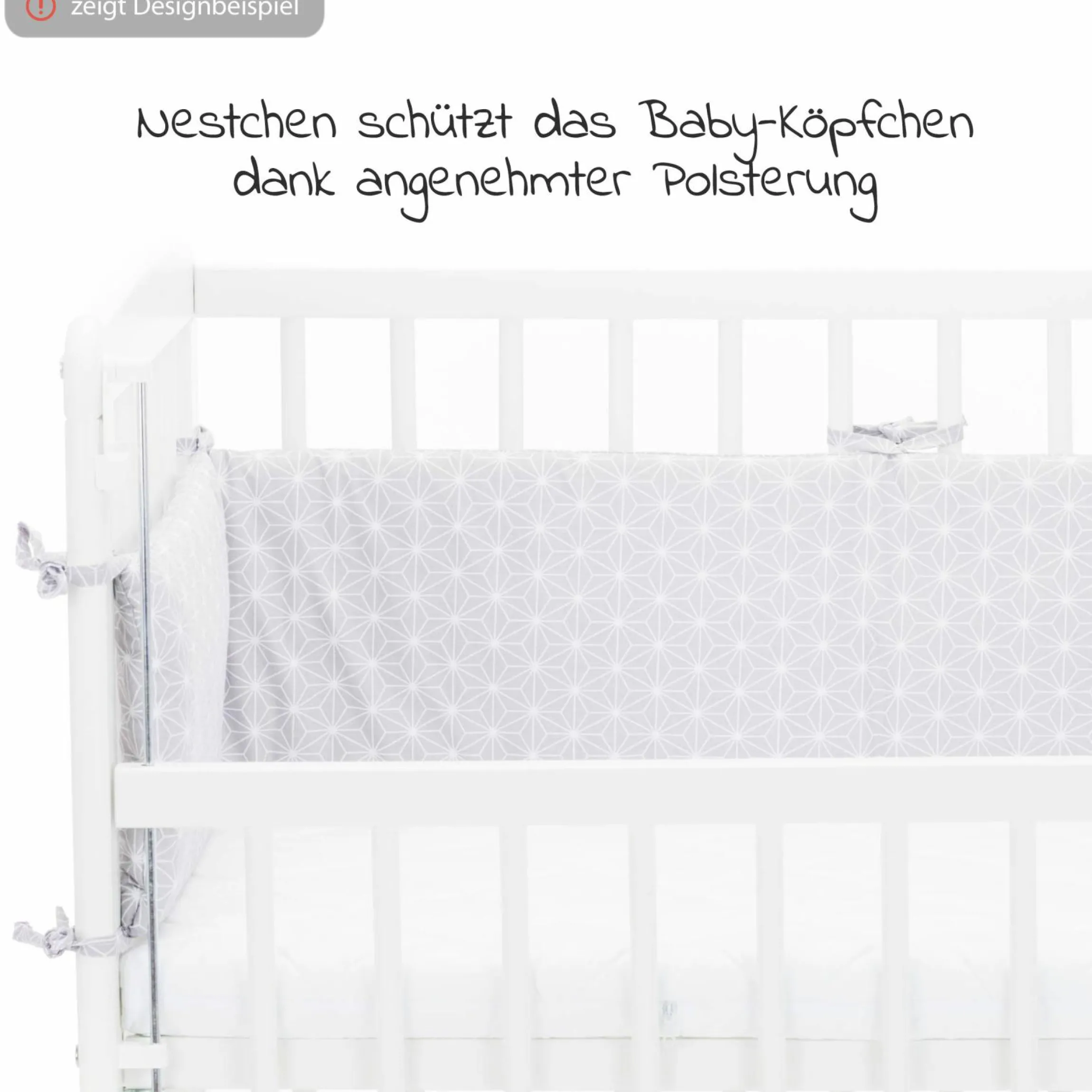 4-tlg. Bettwäsche-Set für Nino Decke 80 x 80 cm, Kissen 35 x 40 cm, Matratze & Nestchen - Cube - Grey
