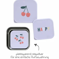 3-tlg. Edelstahl-Snackboxen-Set - Happy Fruits - Cherry