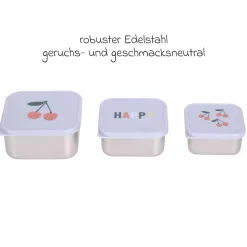 3-tlg. Edelstahl-Snackboxen-Set - Happy Fruits - Cherry