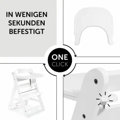 5-tlg. Essbrett-Set für Alpha Plus - Click Tray + Sitzkissen + GRATIS 2x Silikon-Teller - White Muslin Rose