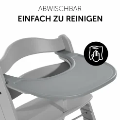 5-tlg. Essbrett-Set für Alpha Plus - Click Tray + Sitzkissen + GRATIS 2x Silikon-Teller - Grey Muslin Rose