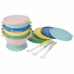 13-tlg. Esslern-Set 5 rutschfeste Schalen mit Deckel + 3 Löffel