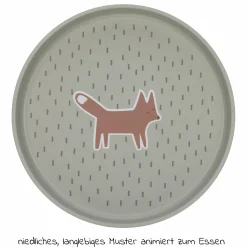 9-tlg. Esslern-Set - Schnabeltasse + Schale + Teller + 4 Löffel + 2 Klett-Lätzchen - Little Forest Fox - Olive