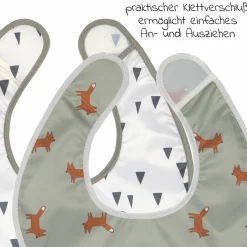 9-tlg. Esslern-Set - Schnabeltasse + Schale + Teller + 4 Löffel + 2 Klett-Lätzchen - Little Forest Fox - Olive