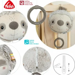 3-tlg. Geschenk-Set zur Geburt Schmusetuch, Spieluhr & Greifling - Faultier