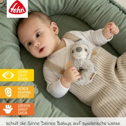 3-tlg. Geschenk-Set zur Geburt Schmusetuch, Spieluhr & Greifling - Faultier