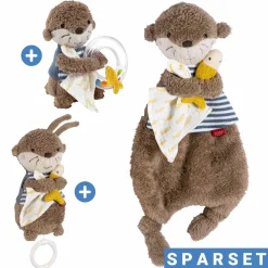3-tlg. Geschenk-Set zur Geburt Schmusetuch, Spieluhr & Greifling - Otter