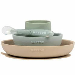 4-tlg. Geschirr Set Silikon - Sand Green