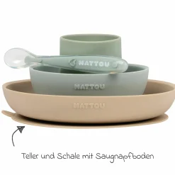 4-tlg. Geschirr Set Silikon - Sand Green