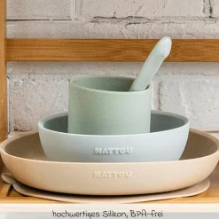 4-tlg. Geschirr Set Silikon - Sand Green