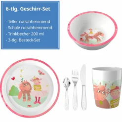 6-tlg. Geschirr-Set - Prinzessin & Pferd