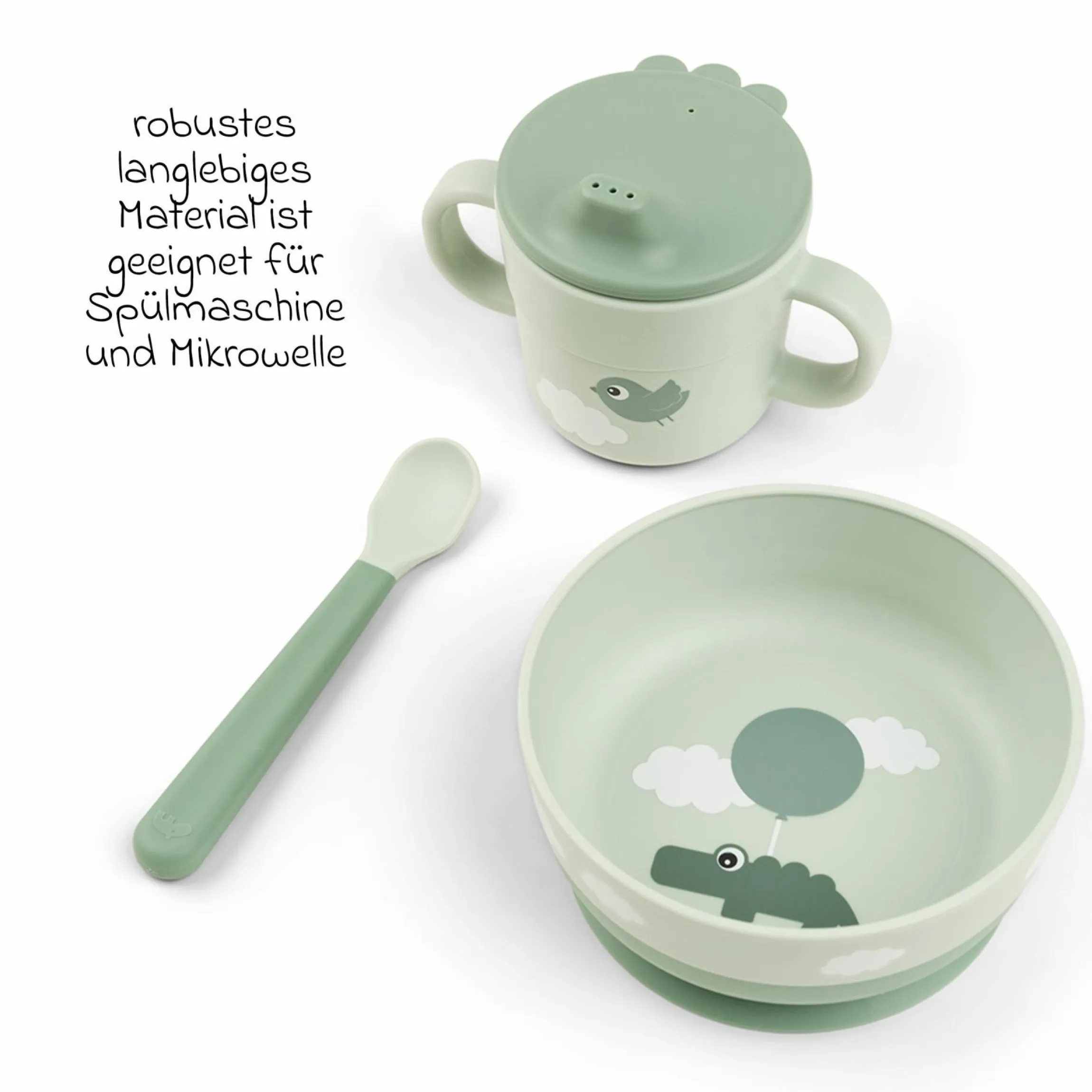 5-tlg. Geschirr-Set Foodie - Happy Clouds - Grün