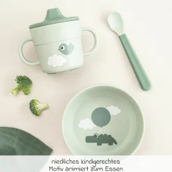5-tlg. Geschirr-Set Foodie - Happy Clouds - Grün