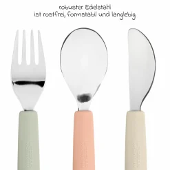 6-tlg. Geschirr-Set Silikon - Besteck + Schale + Teller + Lätzchen - Happy Fruits - Cherry