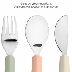 6-tlg. Geschirr-Set Silikon - Besteck + Schale + Teller + Lätzchen - Happy Fruits - Cherry