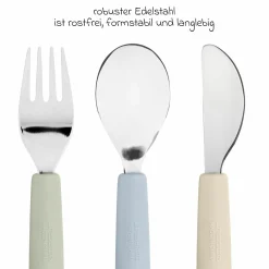 6-tlg. Geschirr-Set Silikon - Besteck + Schale + Teller + Lätzchen - Happy Fruits - Lemon
