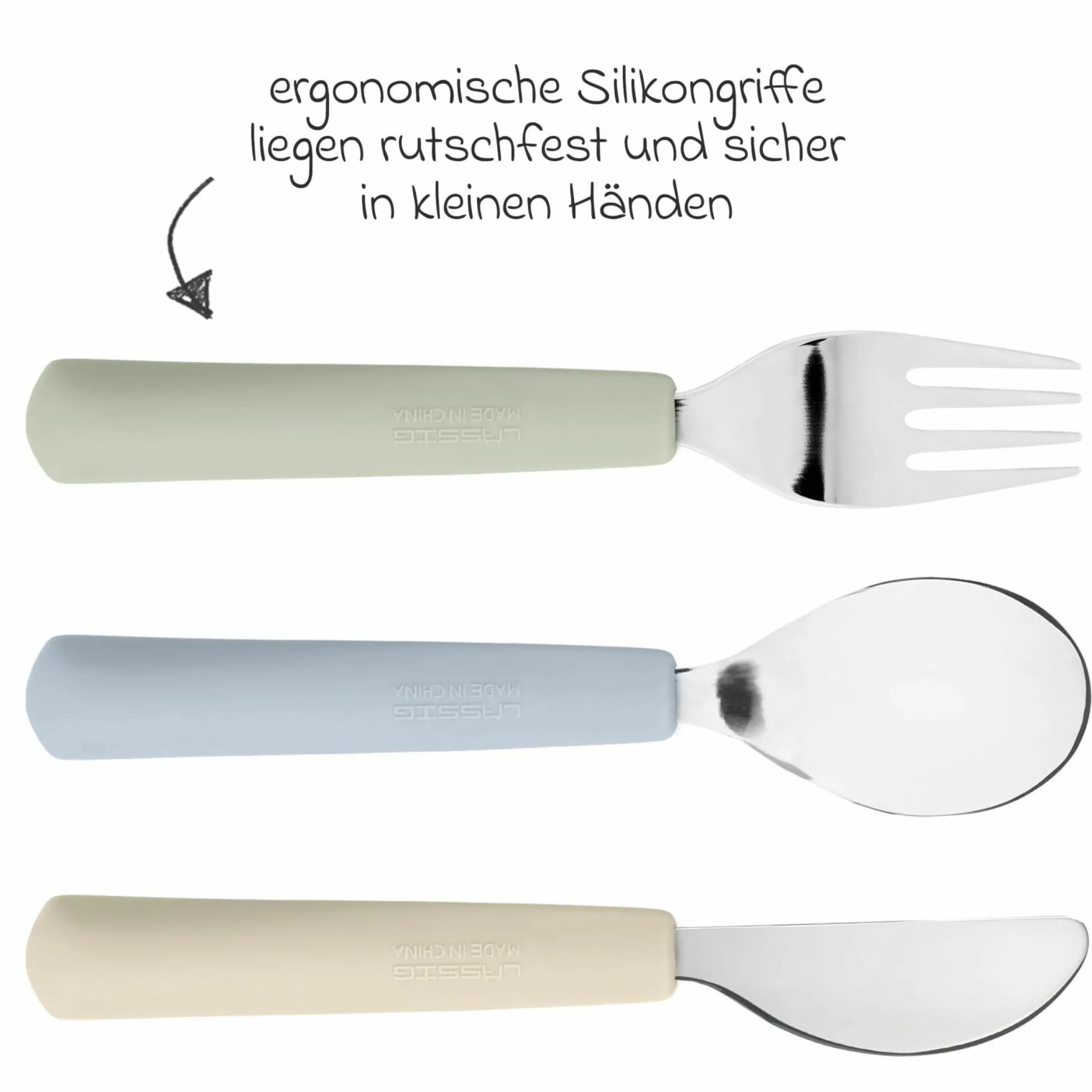 6-tlg. Geschirr-Set Silikon - Besteck + Schale + Teller + Lätzchen - Happy Fruits - Lemon