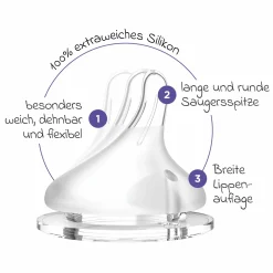 9-tlg. Glas-Flaschen-Set mit NaturalWave® Trinksauger Gr. S & M + 3 Spucktücher