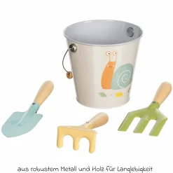 4-tlg. Gärtner-Set inkl. Eimer, Spaten, Harke & Grabegabel - Schnecke