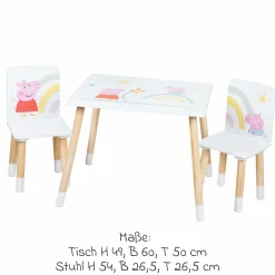 3-tlg. Kindersitzgruppe inkl. 1 Tisch und 2 Stühle - Peppa Pig - Weiß