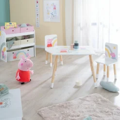 3-tlg. Kindersitzgruppe inkl. 1 Tisch und 2 Stühle - Peppa Pig - Weiß