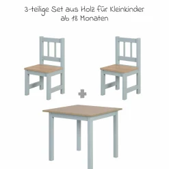 3-tlg. Kindersitzgruppe inkl. 1 Tisch & 2 Stühle - Woody - Natur Taupe